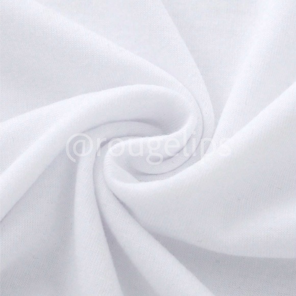 Graphic Appliqué White Summer Tee Shirt Crewneck - Picture 6 of 13